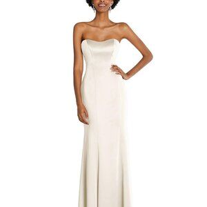 After Six White Strapless Ruched Gown